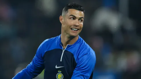 Cristiano Ronaldo warms up prior to an Al-Nassr game.
