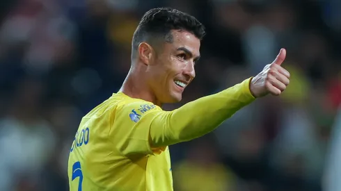Cristiano Ronaldo of Al Nassr reacts during the Saudi Pro League match between Al-Nassr and Al Fateh at Al Awwal Park Stadium on February 17, 2024 in Riyadh, Saudi Arabia.