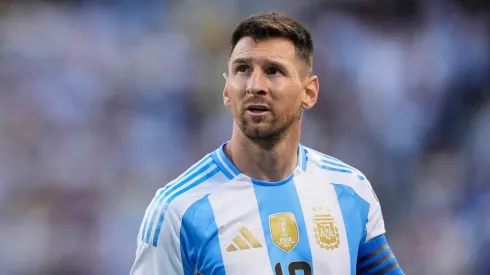 Lionel Messi #10 of Argentina looks on in the second half against Ecuador during an International Friendly match at Soldier Field on June 09, 2024 in Chicago, Illinois.
