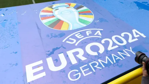 The logo of the UEFA EURO2024 is seen ahead of the UEFA EURO 2024 Germany at BVB Stadion Dortmund on June 11, 2024 in Dortmund, Germany.
