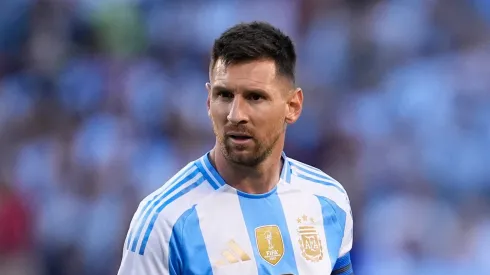 Lionel Messi #10 of Argentina looks on in the second half against Ecuador during an International Friendly match at Soldier Field on June 09, 2024 in Chicago, Illinois.
