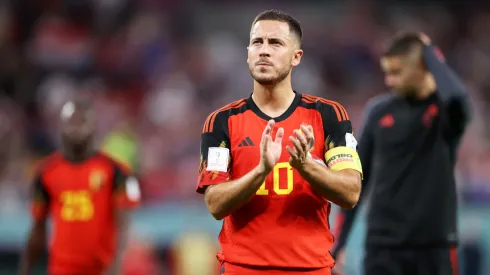 Eden Hazard of Belgium applauds the fans after their sides' elimination from the tournament during the FIFA World Cup Qatar 2022
