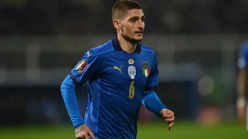 Marco Verratti of Italy in action during the 2022 FIFA World Cup Qualifier knockout round play-off match between Italy and North Macedonia.
