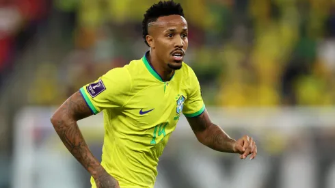 Eder Militao of Brazil in action during the FIFA World Cup Qatar 2022 Group G match between Brazil and Switzerland