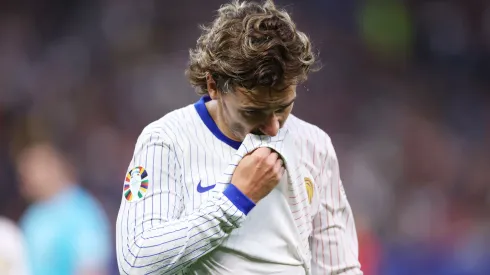 Antoine Griezmann of France reacts during the UEFA EURO 2024 quarter-final match between Portugal and France.
