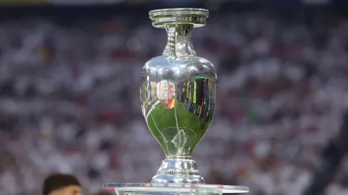 The UEFA Euro 2024 Henri Delaunay Trophy is seen prior to kick-off ahead of the UEFA EURO 2024 group stage match between Germany and Scotland 
