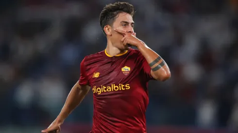 Paulo Dybala of AC Monza celebrates after scoring their team's first goal during the Serie A match between AS Roma and AC Monza at Stadio Olimpico on August 30, 2022 in Rome, Italy.
