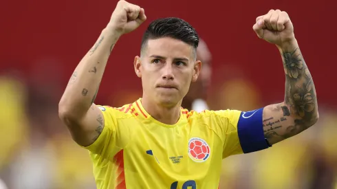James Rodriguez of Colombia celebrates after winning the CONMEBOL Copa America 2024 quarter-final match between Colombia and Panama