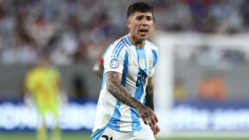 Enzo Fernández #24 of Argentina reacts against Chile during a group stage match at MetLife Stadium on June 25, 2024 in East Rutherford, New Jersey.
