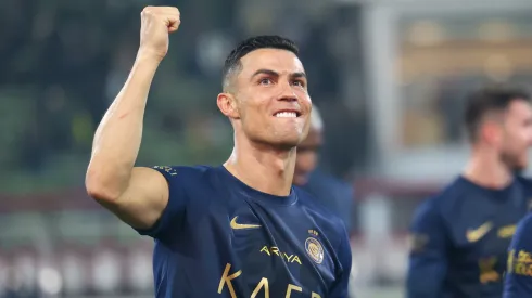 Cristiano Ronaldo of Al Nassr celebrates after winning the Saudi Pro League match between Al-Taawoun and Al-Nassr at King Abdullah Sport City Stadium on December 30, 2023 in Buraydah, Saudi Arabia.
