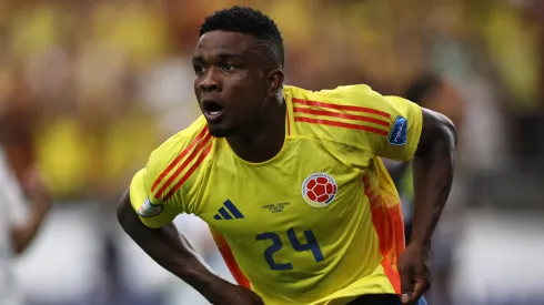 Jhon Cordoba of Colombia celebrates after scoring the team's third goal during the CONMEBOL Copa America 2024 Group D match against Costa Rica
