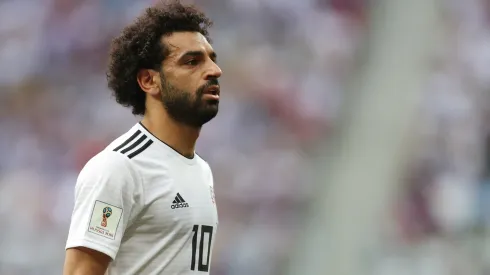 Mohamed Salah of Egypt during the 2018 FIFA World Cup Russia group A match between Saudia Arabia and Egypt at Volgograd Arena on June 25, 2018 in Volgograd, Russia.
