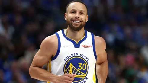 Stephen Curry #30 of the Golden State Warriors reacts to a play during the second quarter against the Dallas Mavericks in Game Three of the 2022 NBA Playoffs Western Conference Finals at American Airlines Center on May 22, 2022 in Dallas, Texas.