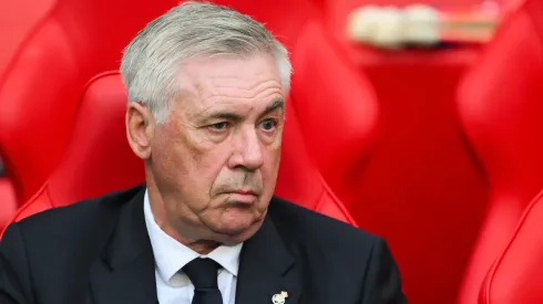 Head coach Carlo Ancelotti of Real Madrid CF looks on prior to the UEFA Champions League 2023/24 final match between Borussia Dortmund v Real Madrid CF at Wembley Stadium on June 01, 2024 in London, England. 
