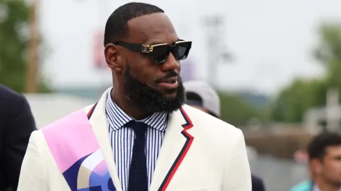 Lebron James, Flagbearer of Team United States looks on prior to the opening ceremony of the Olympic Games Paris 2024 on July 26, 2024 in Paris, France.