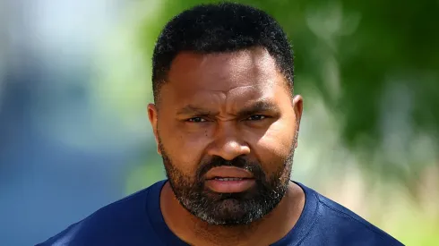 New England Patriots head coach Jerod Mayo walks to the practice field during the New England Patriots OTA Offseason Workout on May 29, 2024 in Foxborough, Massachusetts.
