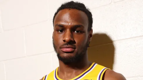 Bronny James #9 of the Los Angeles Lakers poses for a portrait during the 2024 NBA Rookie Photo.
