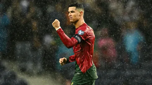 Cristiano Ronaldo of Portugal celebrates after scoring the team's third goal during the UEFA EURO 2024 European qualifier match between Portugal and Slovakia at Estadio do Dragao on October 13, 2023 in Porto, Portugal.
