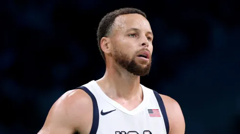 Stephen Curry #4 of Team United States looks on during a Men's Group Phase – Group C game between the United States and South Sudan on day five of the Olympic Games Paris 2024 at Stade Pierre Mauroy on July 31, 2024 in Lille, France.
