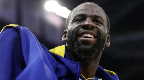 Draymond Green #23 of the Golden State Warriors reacts during the fourth quarter in game seven of the Western Conference First Round Playoffs against the Sacramento Kings.
