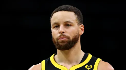 Stephen Curry looks on during a game with the Golden State Warriors.
