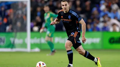 James Sands controls the ball in New York City FC’s victory over Tigres UANL.
