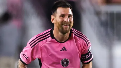 Lionel Messi #10 of Inter Miami celebrates after scoring the team's first goal against the Atlanta United during the second half at Chase Stadium on May 29, 2024 in Fort Lauderdale, Florida.