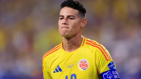James Rodriguez of Colombia gestures during the CONMEBOL Copa America 2024 Final match between Argentina and Colombia at Hard Rock Stadium on July 14, 2024 in Miami Gardens, Florida.
