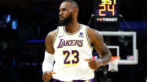 LeBron James #23 of the Los Angeles Lakers at Crypto.com Arena on March 24, 2024 in Los Angeles, California.
