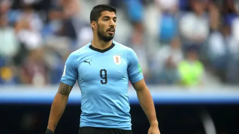 Luis Suarez of Uruguay looks on during the 2018 FIFA World Cup Russia Quarter Final match