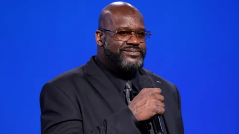 Shaquile O'Neal speaks onstage during Warner Bros. Discovery Upfront 2024 on May 15, 2024 in New York City.
