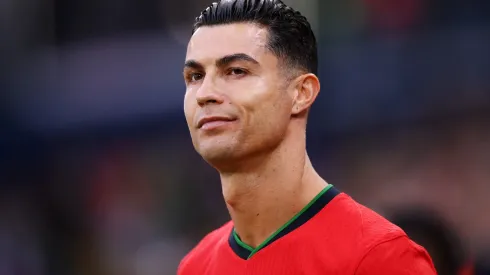 Cristiano Ronaldo of Portugal looks on during the UEFA EURO 2024 quarter-final match between Portugal and France at Volksparkstadion on July 05, 2024 in Hamburg, Germany.