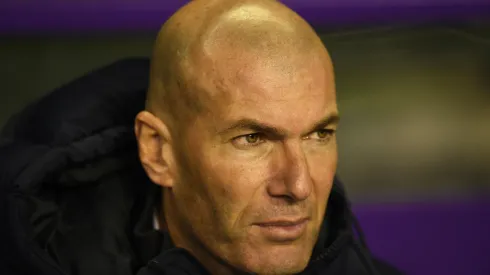 Zinedine Zidane, Manager of Real Madrid looks on prior to the Liga match between Real Valladolid CF and Real Madrid CF
