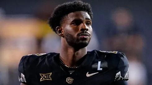 Colorado Buffaloes quarterback Shedeur Sanders (2) relaxes during a timeout in the second half of the football game between Colorado and North Dakota State in Boulder, CO.
