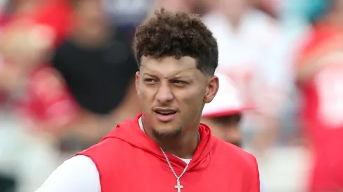 JACKSONVILLE, FLORIDA – AUGUST 10: Patrick Mahomes #15 of the Kansas City Chiefs looks on before a preseason game against the Jacksonville Jaguars at EverBank Stadium.
