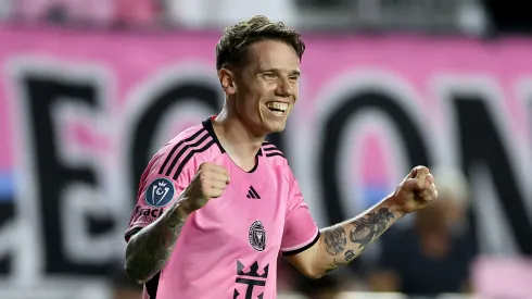 Robert Taylor #16 of Inter Miami CF celebrates a goal in the 63rd minute against the Nashville SC