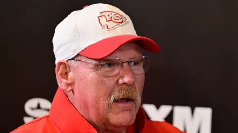 Andy Reid participates in Sirius XM's NFL Radio Town Hall with Andy Reid and the Kansas City Chiefs at Missouri Western State University on August 13, 2024 in St Joseph, Missouri.
