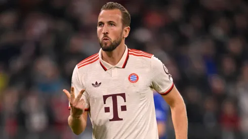 Harry Kane celebrates his third goal at Bayern Munich – Dinamo Zagreb
