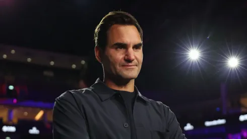 Roger Federer at Uber Arena ahead of the 2024 Laver Cup 
