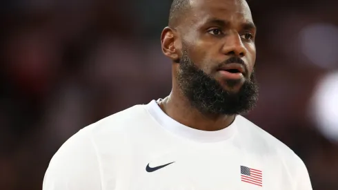  Lebron James (USA) during the Quarter Finals of the 5&#215;5 Basketball events of the Paris Olympic Games, Olympische Spiele, Olympia, OS between the USA and Brazil, at the Bercy Arena, on July 6, 2024.
