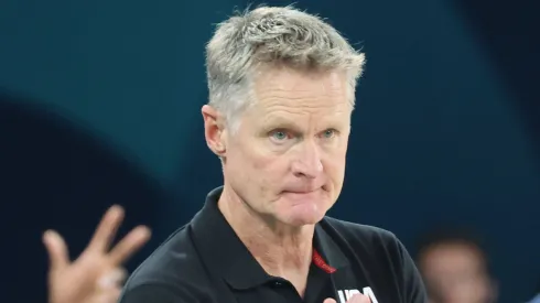 United States coach Steve Kerr during their game against Serbia in a men s basketball semifinal game during the Paris 2024 Olympic Summer Games at Bercy Arena.
