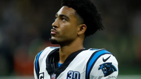 Bryce Young #9 of the Carolina Panthers looks on during the game against the New Orleans Saints at Caesars Superdome on September 08, 2024 in New Orleans, Louisiana.
