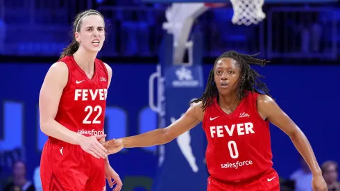 Caitlin Clark and Kelsey Mitchell of Indiana Fever
