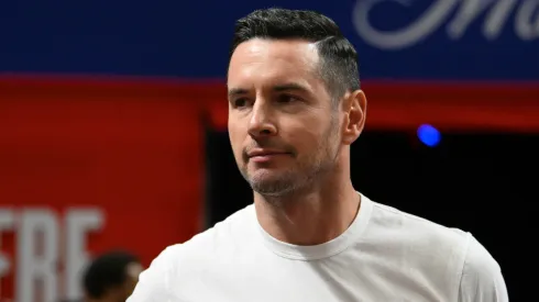 Head coach JJ Redick of the Los Angeles Lakers looks on after the Laker defeated the Atlanta Hawks 87-86 in a 2024 NBA Summer League game at the Thomas & Mack Center.
