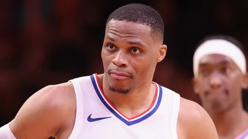Russell Westbrook #0 of the LA Clippers during the second half of the NBA game at Footprint Center.