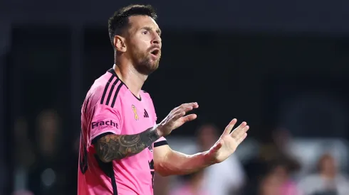  Lionel Messi #10 of Inter Miami reacts during the first half of the game against the Charlotte FC
