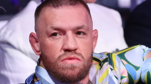 Conor McGregor looks on from ringside prior to during the IBF World Heavyweight Title fight between Daniel Dubois and Anthony Joshua, on the Riyadh Season – Wembley Edition card at Wembley Stadium on September 21, 2024 in London, England.
