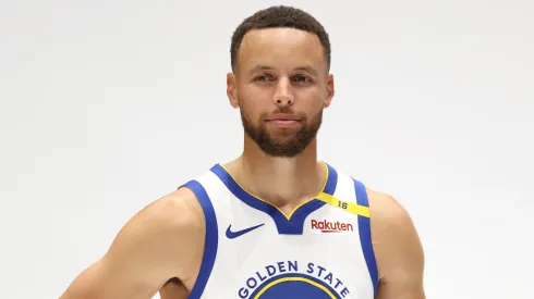Stephen Curry #30 of the Golden State Warriors poses for the media during the Warriors Media Day at Chase Center on September 30, 2024 in San Francisco, California.