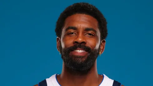 Kyrie Irving #11 of the Dallas Mavericks poses for a portrait during the Dallas Mavericks Media Day 
