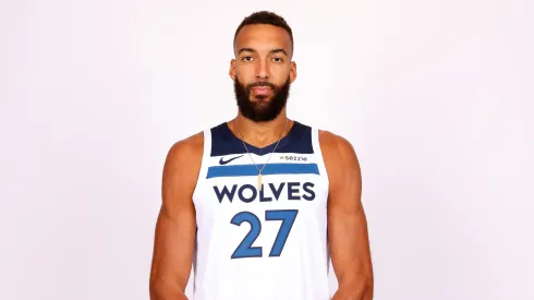 Rudy Gobert #27 of the Minnesota Timberwolves poses for a portrait during media day
